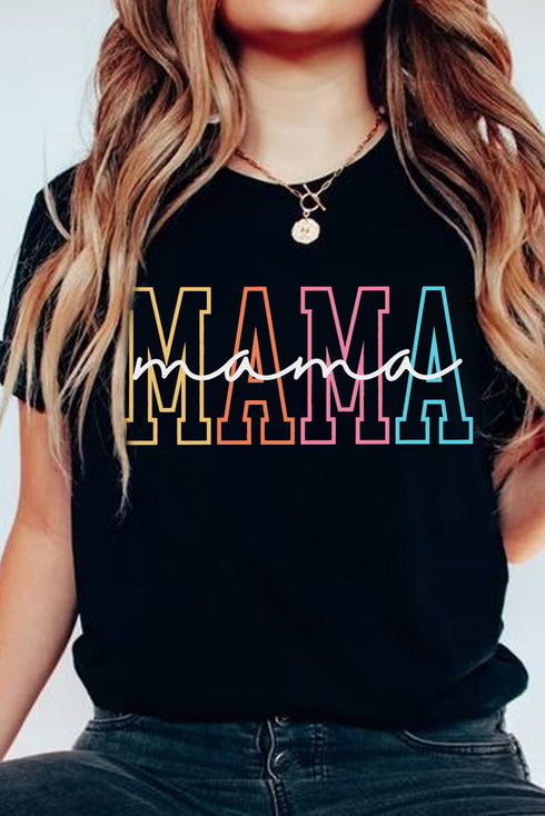 Black MAMA Crew Neck Graphic Tee